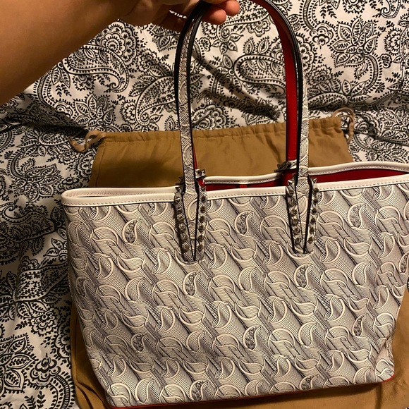 *****SOLD*****Christian Louboutin Small CABATA Spiked Studded Toile - Picture 10 of 14